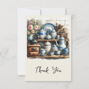 Vintage Coffee Set on Shelf Thank You Card