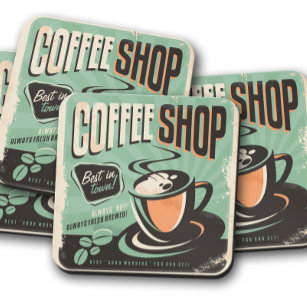 Vintage Coffee Shop   Coffee Cork Coaster Set