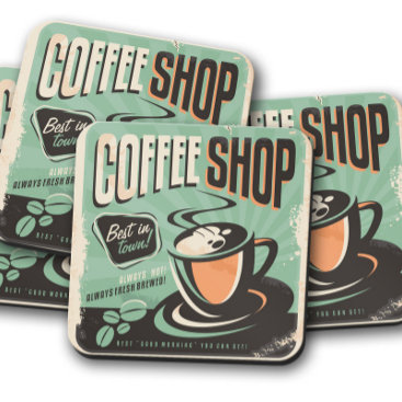 Vintage Coffee Shop | Coffee Cork Coaster Set