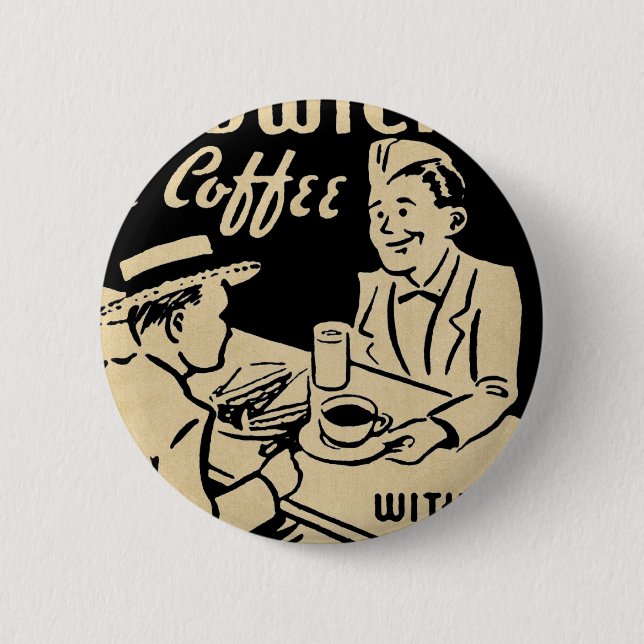 Vintage Coffee Shop Pinback Button (Front)
