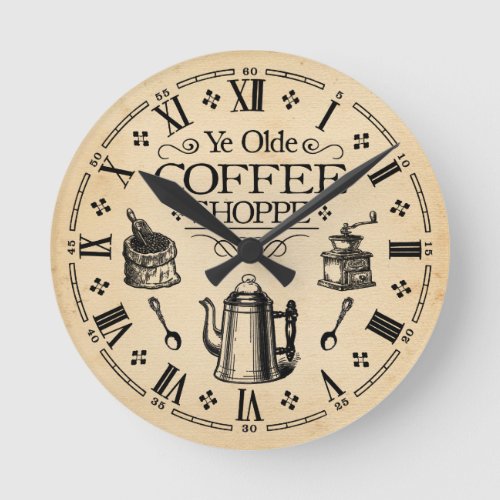 Vintage Coffee Shop Round Clock