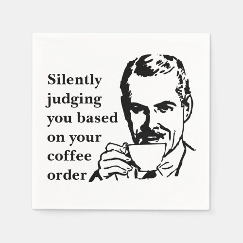 Vintage Coffee Snob Man Silently Judging Napkins