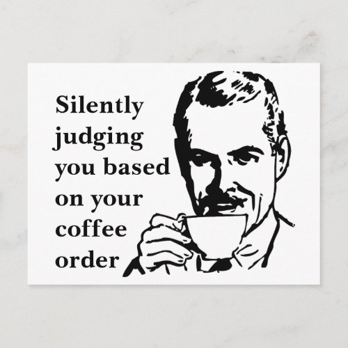 Vintage Coffee Snob Man Silently Judging Postcard