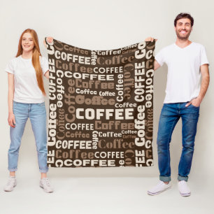 Vintage Coffee Typography Pattern (1) Fleece Blanket
