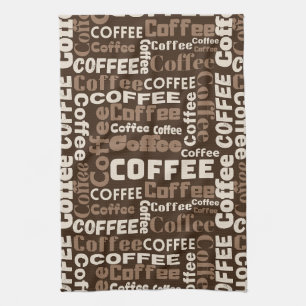 Vintage Coffee Typography Pattern (1) Kitchen Towel