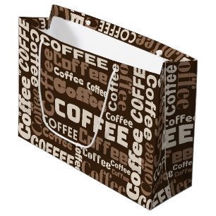 Vintage Coffee Typography Pattern (1) Large Gift Bag