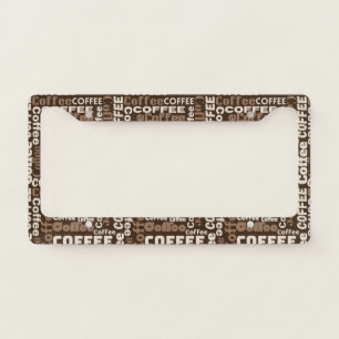 Vintage Coffee Typography Pattern (1) License Plate Frame
