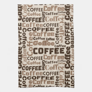 Vintage Coffee Typography Pattern (2) Kitchen Towel