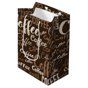 Vintage Coffee Typography Pattern (3) Medium Gift Bag