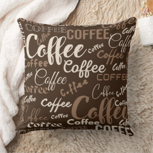 Vintage Coffee Typography Pattern (3) Throw Pillow