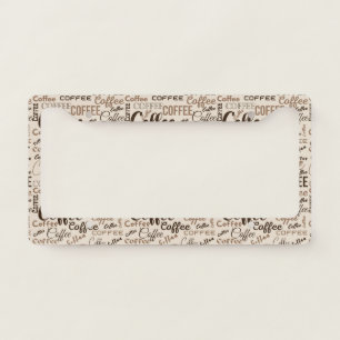 Vintage Coffee Typography Pattern (4) License Plate Frame