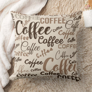 Vintage Coffee Typography Pattern (4) Throw Pillow