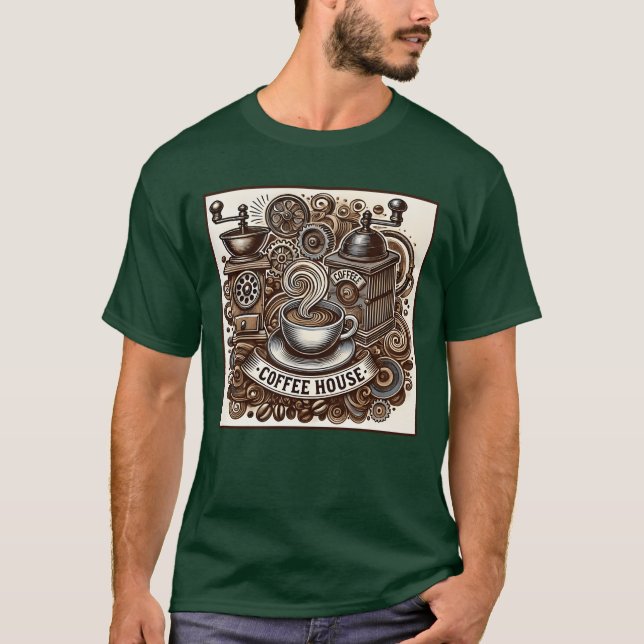 Vintage Coffeehouse Vibes funny T-Shirt (Front)