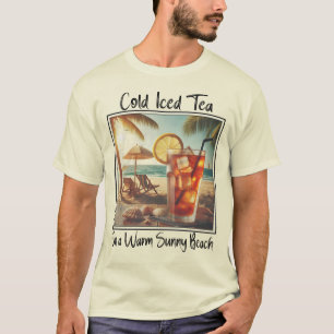 Vintage Cold Iced Tea on Sunny Beach T-Shirt