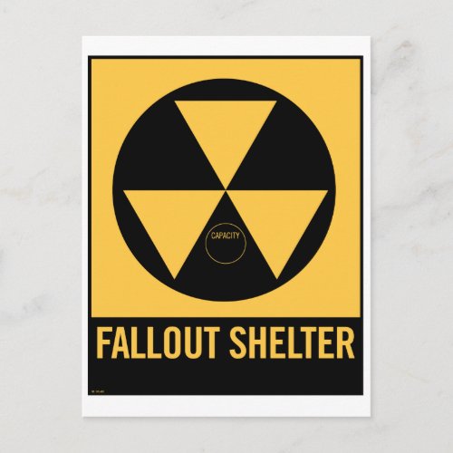 Vintage Cold War Fallout Shelter Sign Postcard