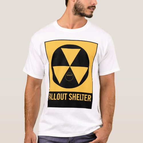 Vintage Cold War Fallout Shelter Sign T_Shirt