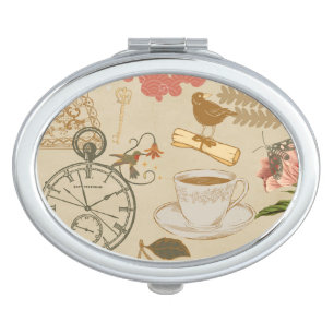 Vintage Collage Art Compact Mirror