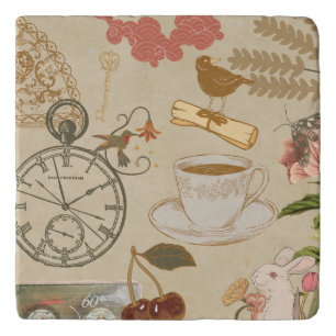 Vintage Collage Art Trivet