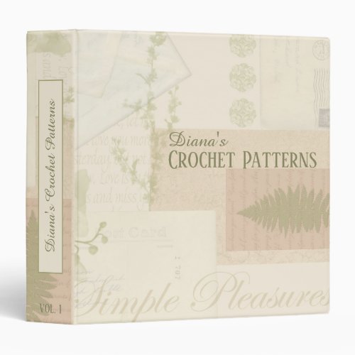 Vintage Collage Crochet Patterns 3 Ring Binder