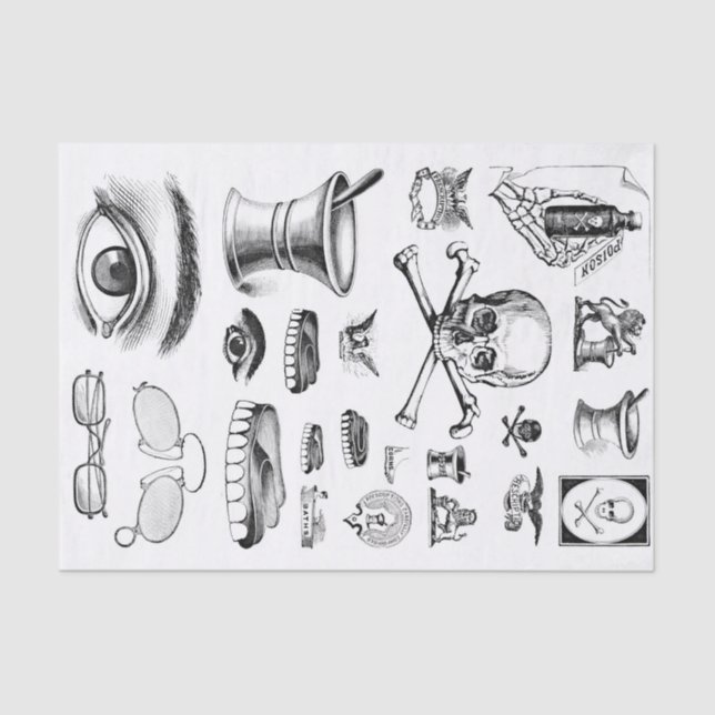 Vintage Collage Decoupage Chemist Apothecary Tissue Paper (Front)