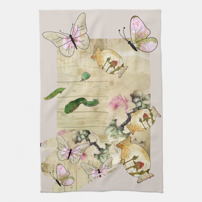 Vintage Collage Kitchen Towel (Vertical)