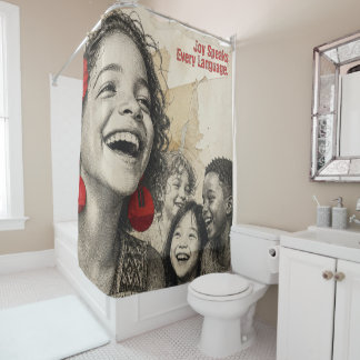 Vintage Collage Laughing Children Art Shower Curtain