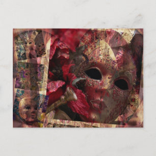 Vintage Collage Mask Design Postcard