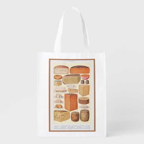 Vintage Collage of Household Cheeses 1923 Grocery Bag