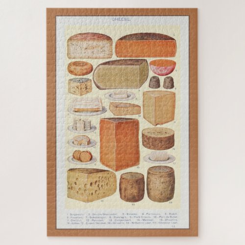 Vintage Collage of Household Cheeses Beeton 1923 Jigsaw Puzzle