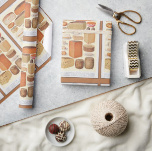 Vintage Collage of Household Cheeses, Beeton, 1923 Wrapping Paper