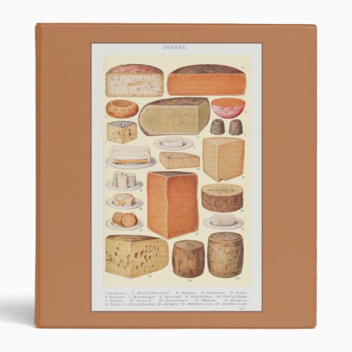 Vintage Collage of Household Cheeses Recipe 3 Ring Binder
