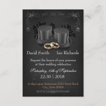 Vintage Collapsible Top Hats On Chalkboard Invitation by KeyholeDesign at Zazzle
