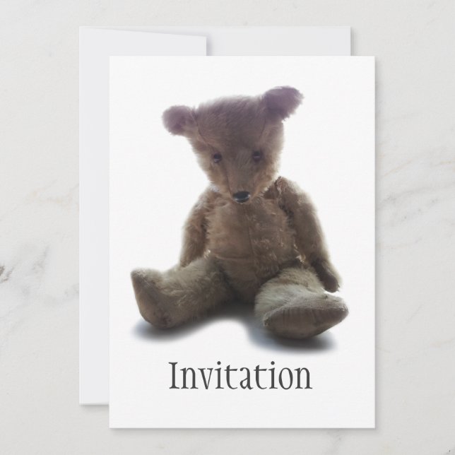 Vintage Collectable Toy Bear Invitation (Front)