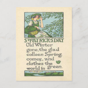 Vintage Colleen Spring Shamrock St Patrick's Day Postcard