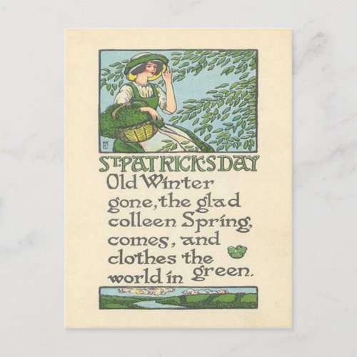 Vintage Colleen Spring Shamrock St Patricks Day Postcard