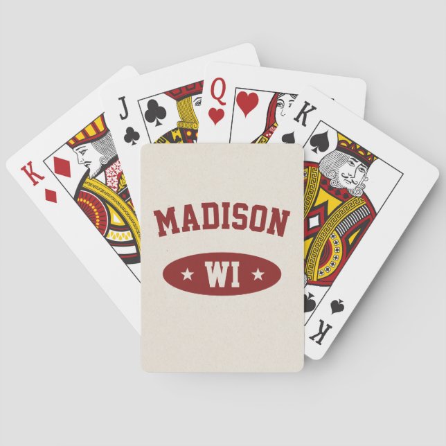 Vintage Collegiate Style Wisconsin Playing Cards (Back)