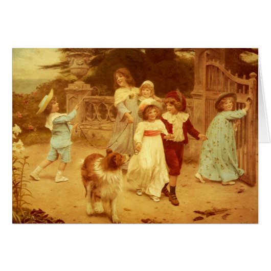 Vintage Collie and Children Cards (Front Horizontal)