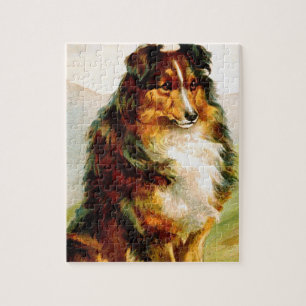 Vintage Collie Dog Jigsaw Puzzle