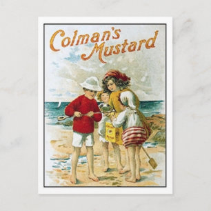 Vintage Colman's Mustard Kids On the Beach Ad Postcard