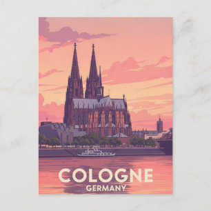 Vintage Cologne Cathedral Germany Travel Postcard