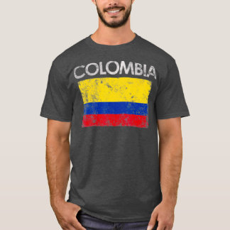 Vintage Colombia Colombian Flag Pride Gift T-Shirt