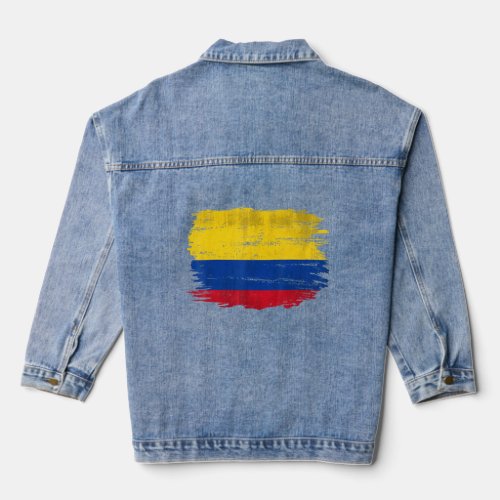 Vintage Colombia Flag For Colombian    Denim Jacket