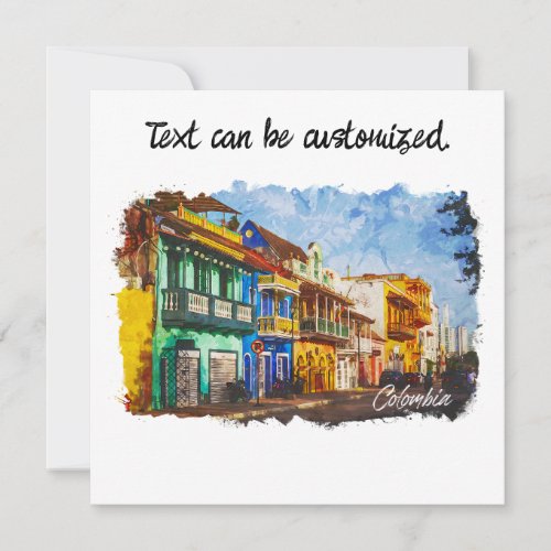 Vintage Colombia Watercolor Greeting Card
