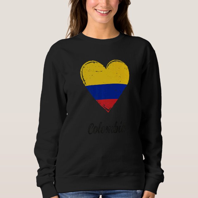 Vintage Colombian Roots Heart Colombia Flag Pride  Sweatshirt (Front)