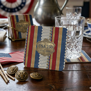 Vintage Colonial Brass and Braid ID1309 Square Paper Coaster