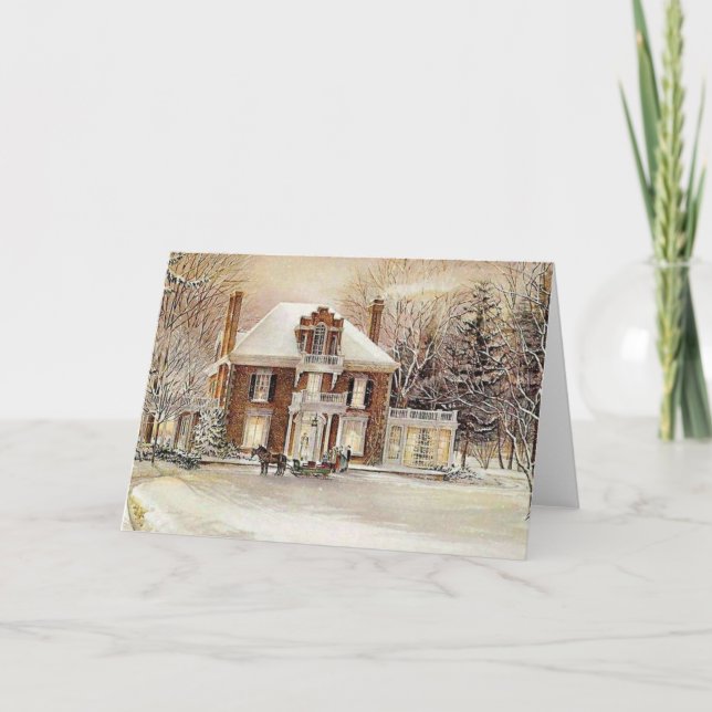 Vintage Colonial Christmas Holiday Card (Front)