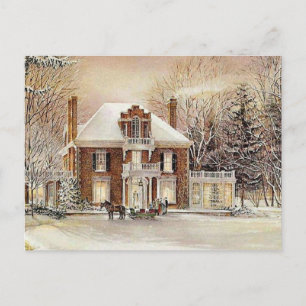 Vintage Colonial Christmas Holiday Postcard