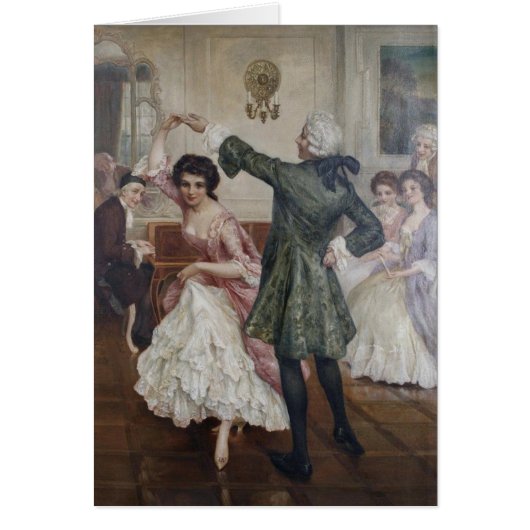 Vintage Colonial Era Couple Dancing, Cards (Front)