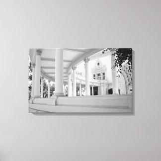 Vintage Colonnade Black & White Architecture Photo Canvas Print