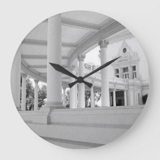 Vintage Colonnade Black & White Architecture Photo Large Clock